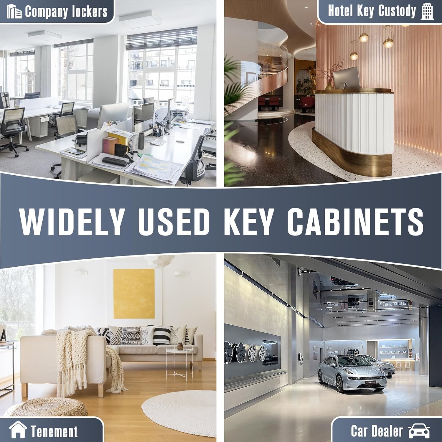 Key Cabinets, Key Organizer Box(64 Keys),Key Cabinet Wall Mount, Key Lock Box Wall Mount for Hotels Offices Property