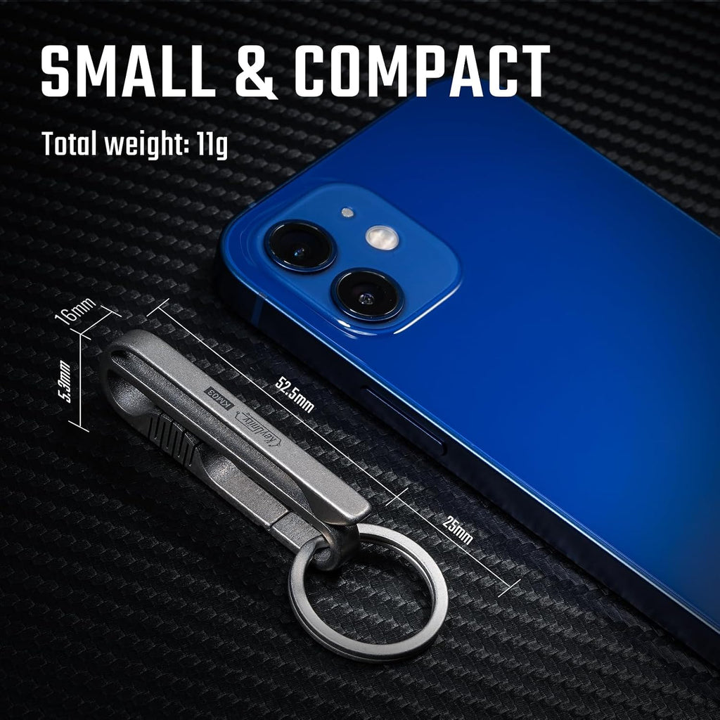 KM03 Titanium Keychain Clip Belt Loop Key Holder with Removable Key Ring for Duty Belt