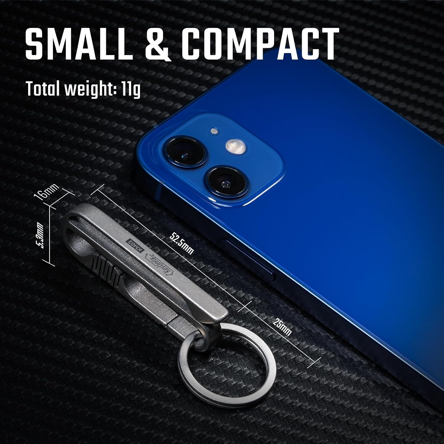 KM03 Titanium Keychain Clip Belt Loop Key Holder with Removable Key Ring for Duty Belt