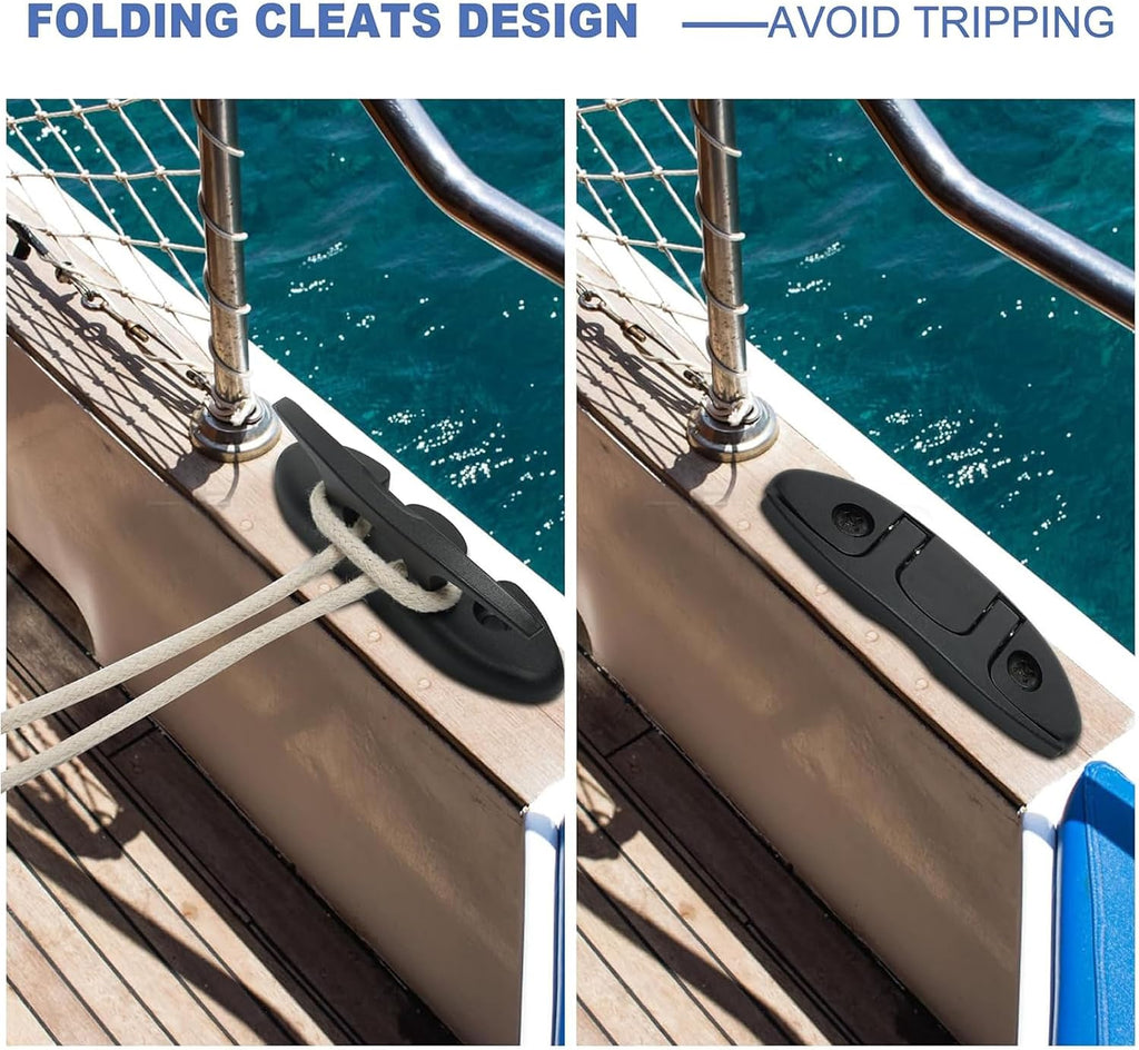 Boat Folding Cleats, 4 Pack Marine Grade Nylon Flip Up Dock Cleat