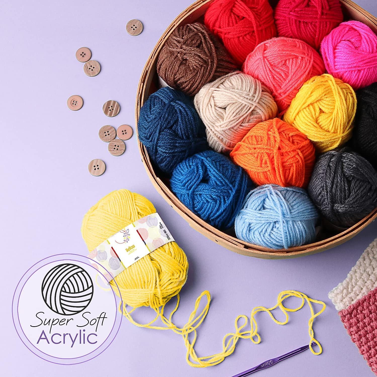 Crochet Kit for Beginners Adults and Kids, Knitting & Crochet Supplies Includes 1500 Yards Assorted Yarn, 21