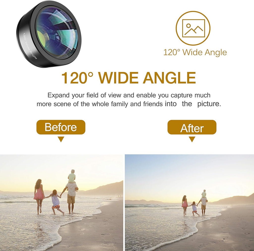 Phone Camera Lens,Upgraded 3 in 1 Phone Lens kit-198° Fisheye Lens + Macro Lens + 120° Wide Angle Lens,Clip on Cell