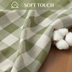 Gingham Rectangle Tablecloth with Tassel, Sage Green, 55" x 84"