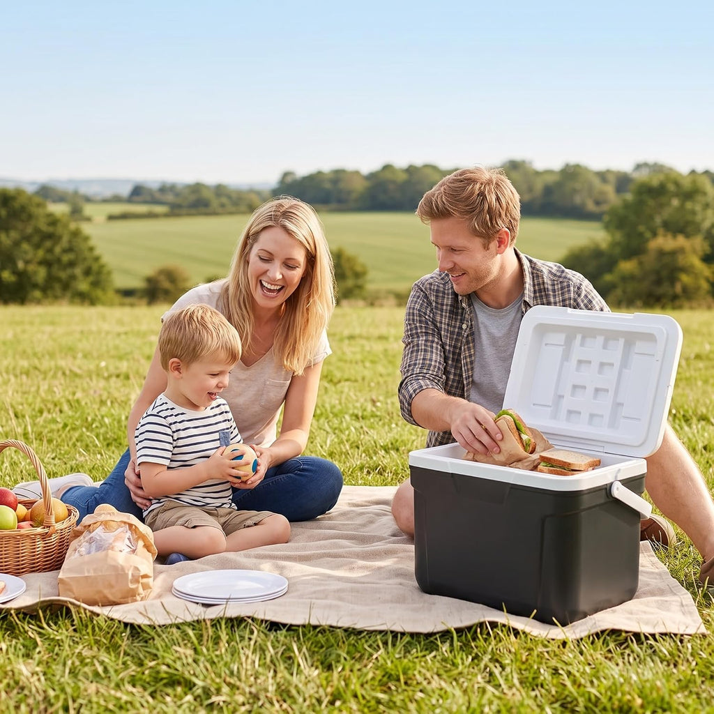 Large 30 Quart Hard-Sided Cooler, 42-Can Capacity, Rugged Outdoor Ice Chest for Camping, Fishing, Tailgating, Beach