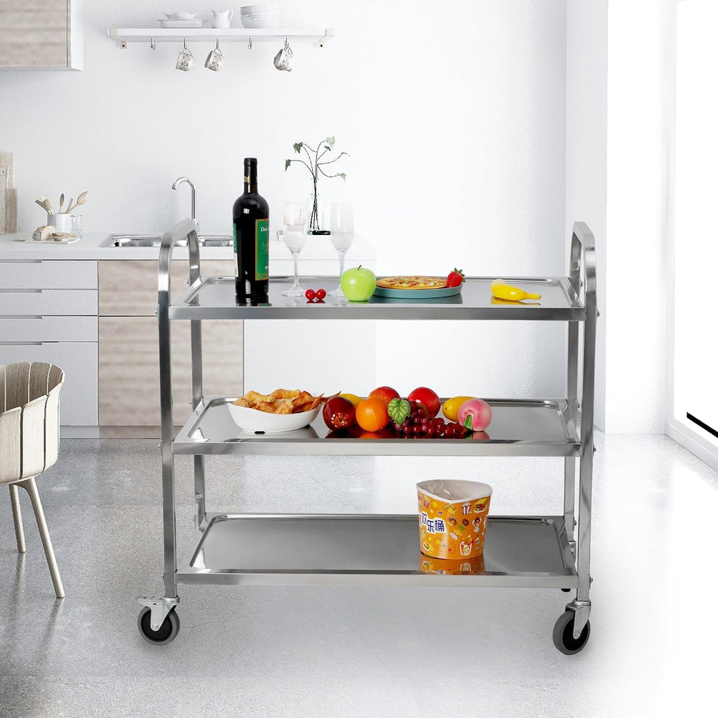 Extra Large 3 Tier Stainless Steel Utility Cart 37x20x37 inch