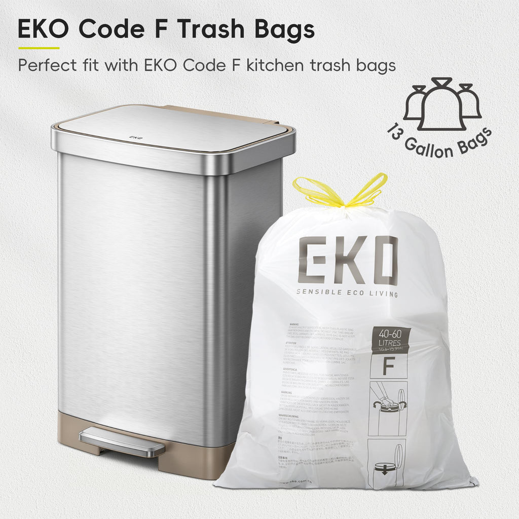 Hudson Matte Stainless 50 Liter/13.2 Gallon Step Trash Can with Rear Trash Bag Storage Compartment