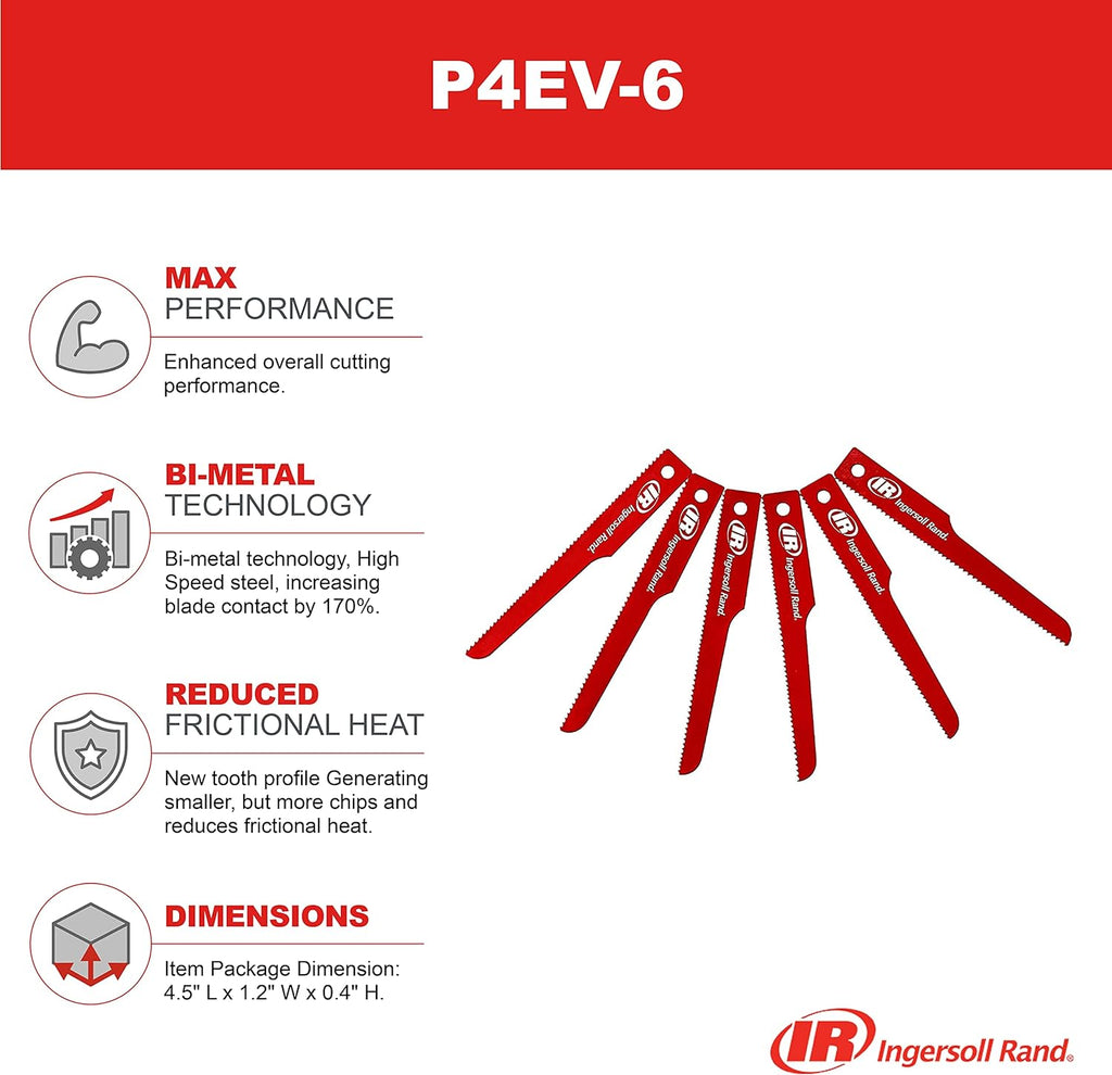 Ingersoll Rand P4EV-6 Reciprocating Saw Blades, 6 Pack