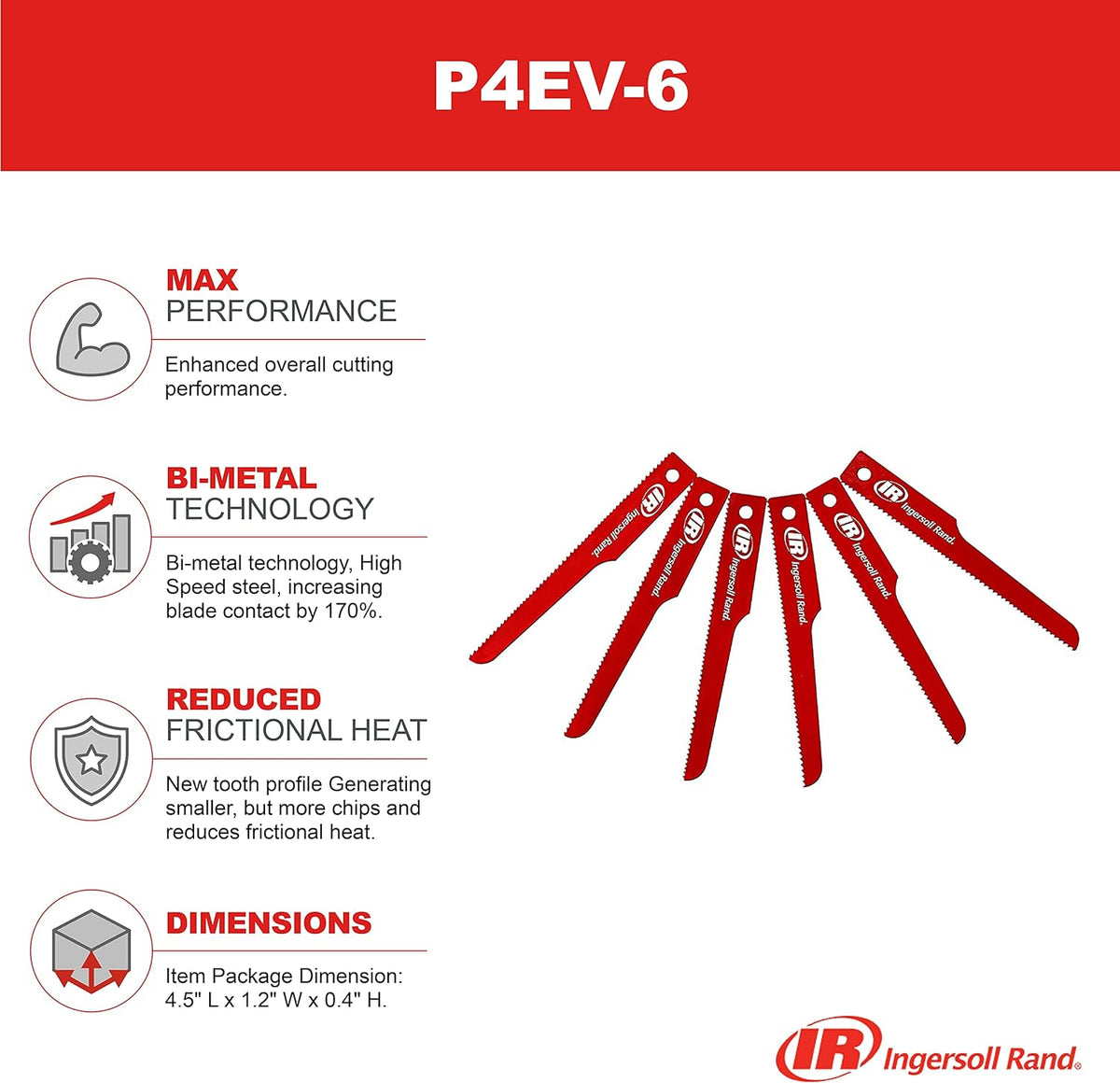 Ingersoll Rand P4EV-6 Reciprocating Saw Blades, 6 Pack