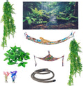 9 PCS Bearded Dragon Tank Accessories with Plastic Reptile Plants