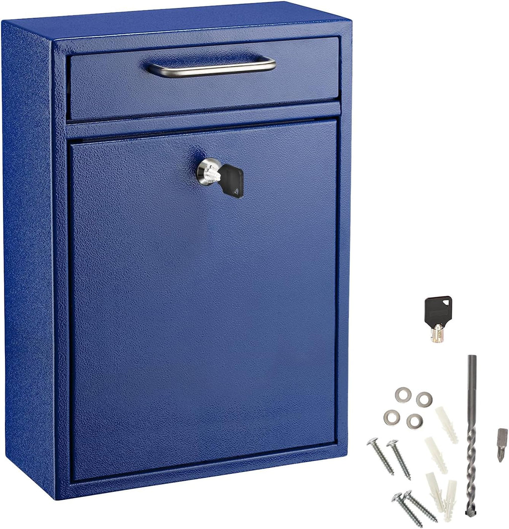 Mailboxes for Outside Wall Mount Large with Key Lock, Metal Locking Mailbox with Post Outdoor, Residential Mail Box