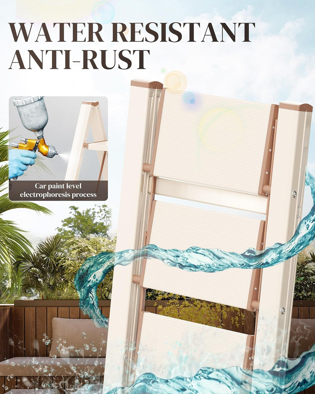 3 Step Ladder, Folding Step Stool with Wider Pedal, Anti-Slip Feet & Non Slip Stripes, Aluminum Sturdy Material