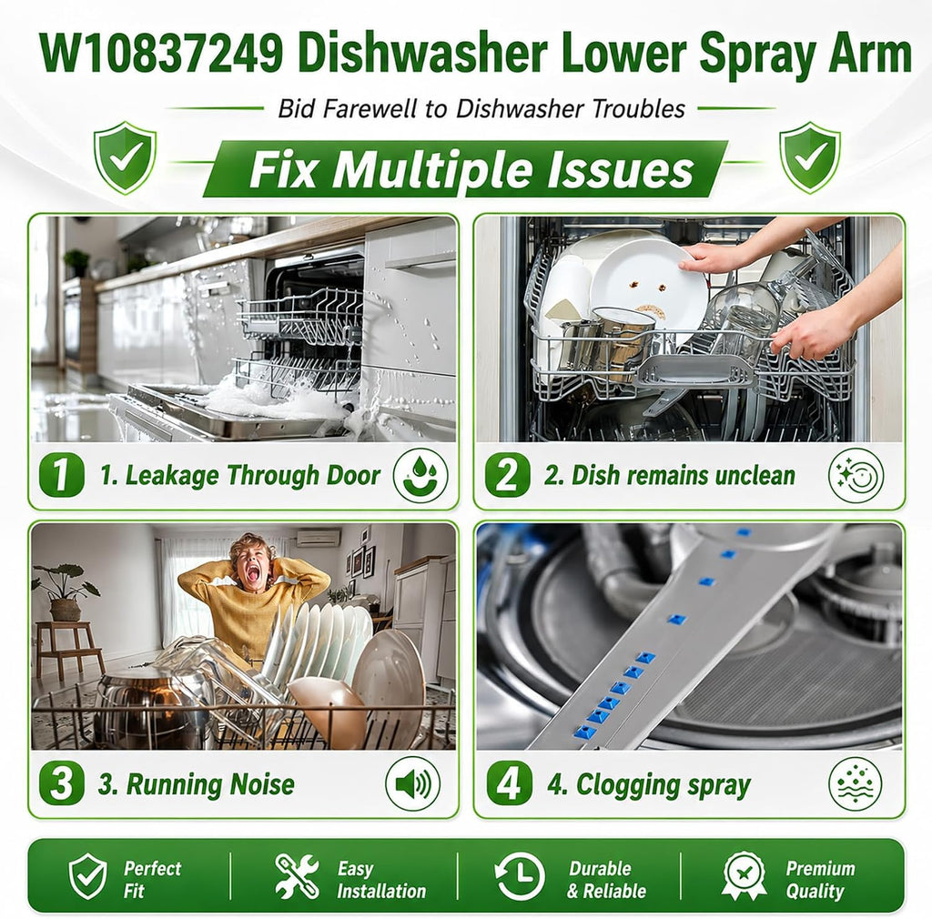 W10837249 Dishwasher Lower Spray Arm Replacement for Whirlpool Dishwasher