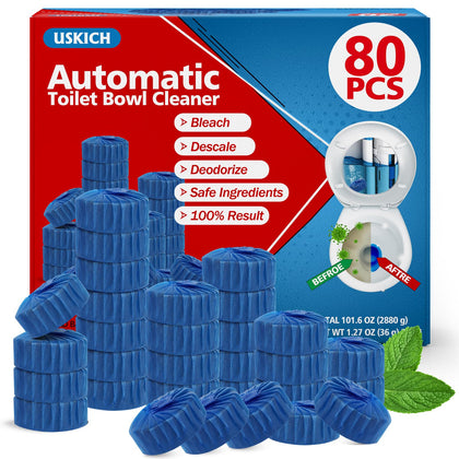 80 Pack Toilet Bowl Cleaner Tablets,Blue Automatic Toilet Tank Cleaners, Long-Lasting Household Toilet