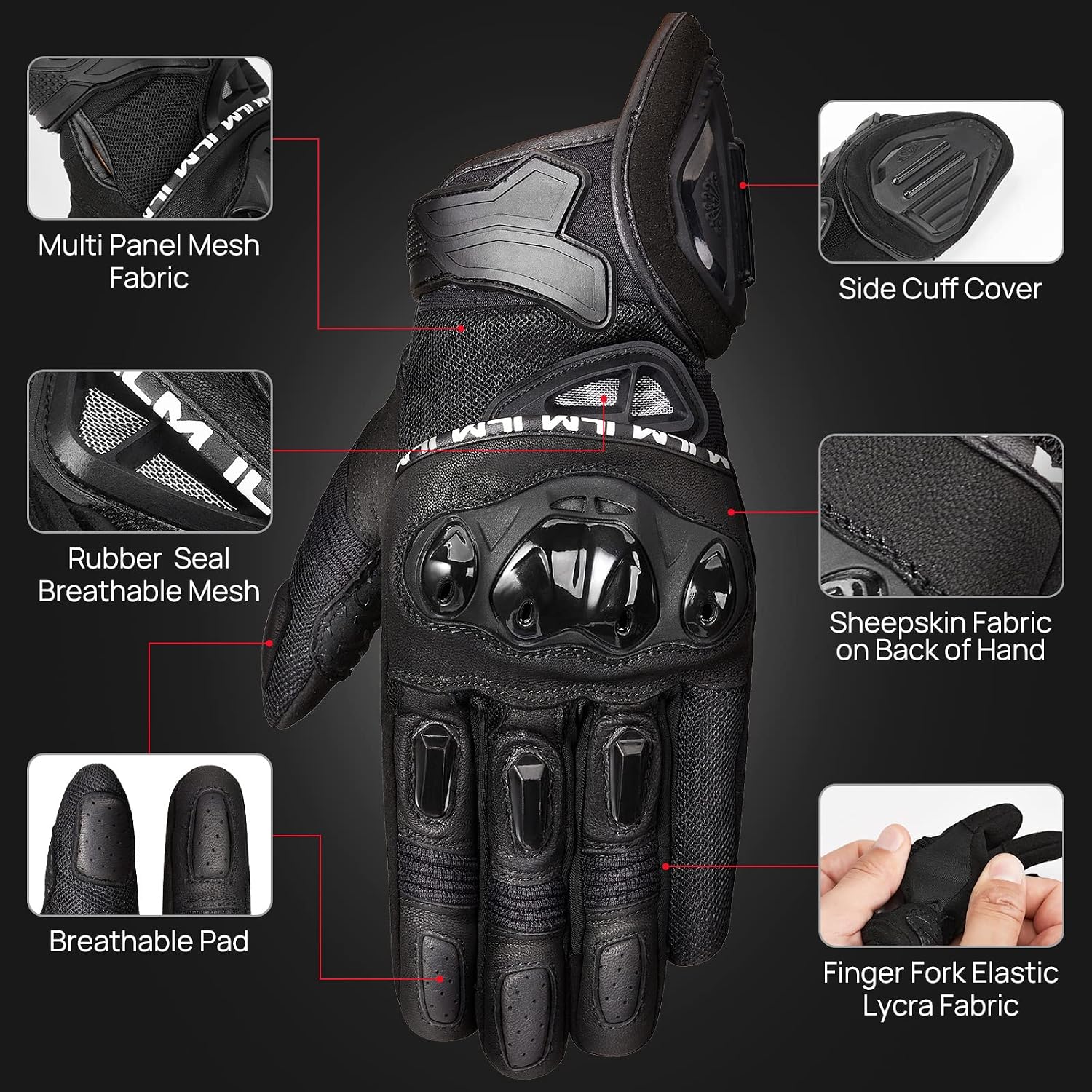 Motorcycle Gloves for Men Women Touchscreen Riding Gloves WD01
