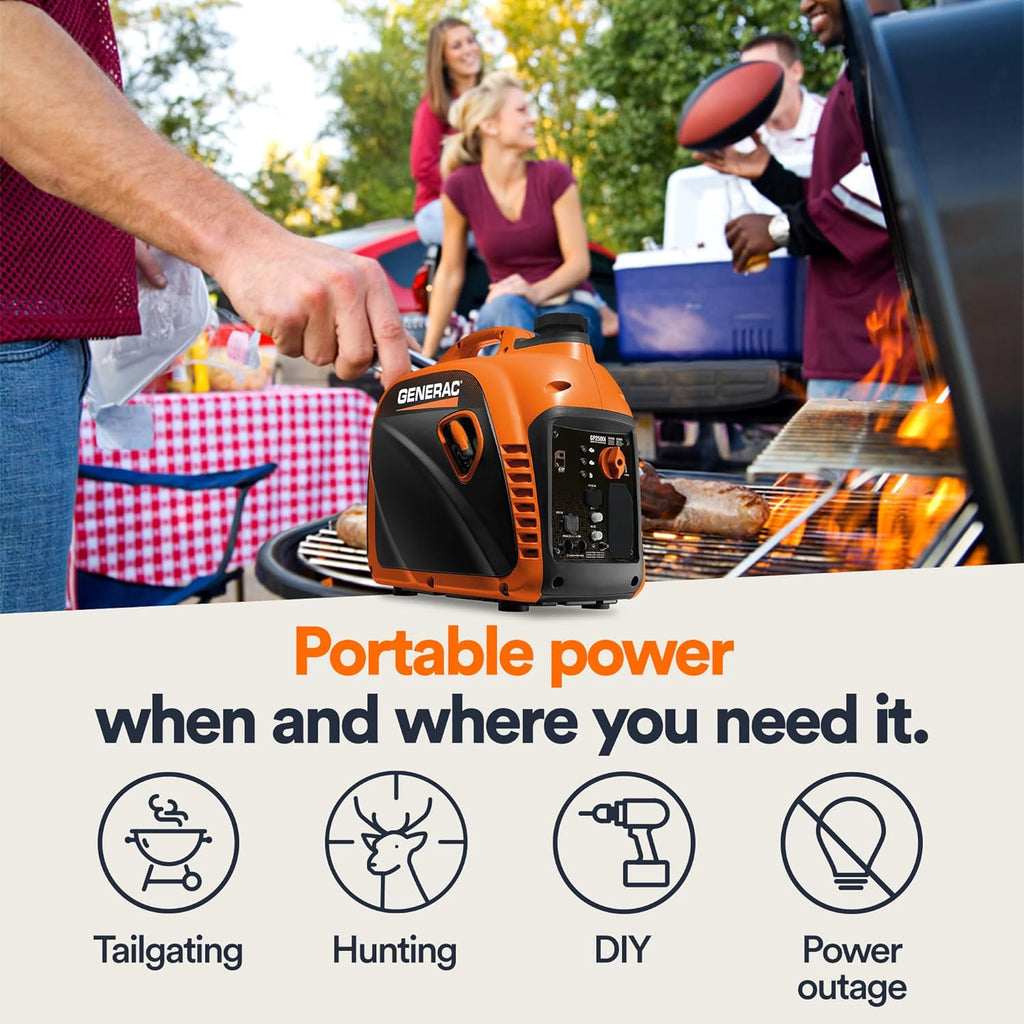 2,500 Watt Gas Powered Portable Inverter Generator, Outdoor Use | 2,200 Running Watts, Clean Power, RV, Camping, Home