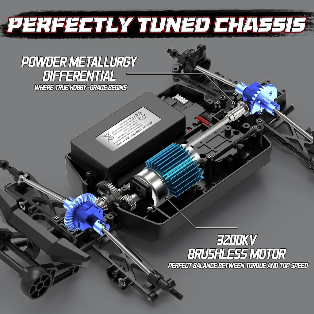 1:16 4WD Brushless rc Cars, 70+KM/H(Peak) High Speed Remote Car, RC Trucks 4X4 Offroad with 3000mAh Batteries, Boys