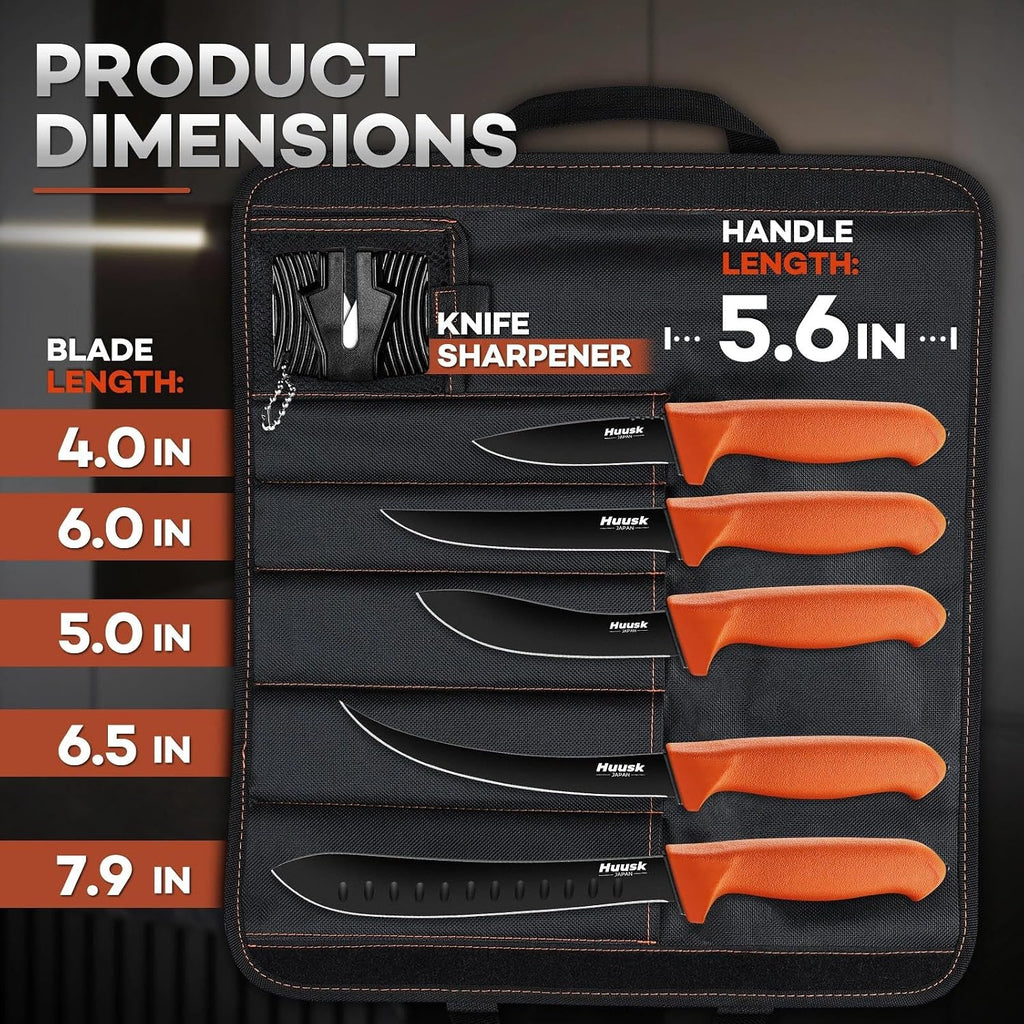 Butcher Knife Set - Meat Processing Kit with Roll Bag, Gift for Men