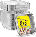 25 Pack 8x8 Square Aluminum Foil Pans with Lids, Disposable