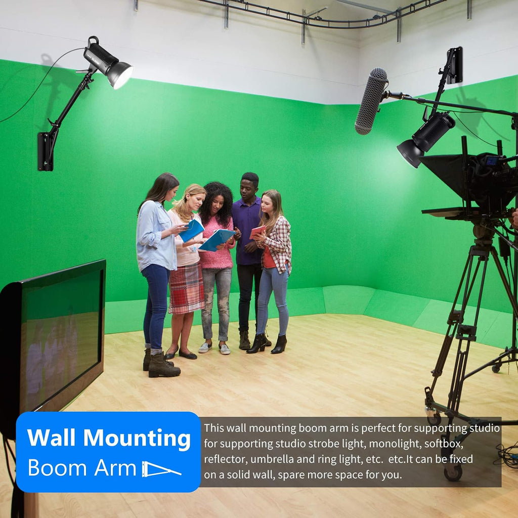 Wall Mounting Boom Arm with Triangle Base for Photography Studio Video Strobe Light Monolight Softbox Umbrella