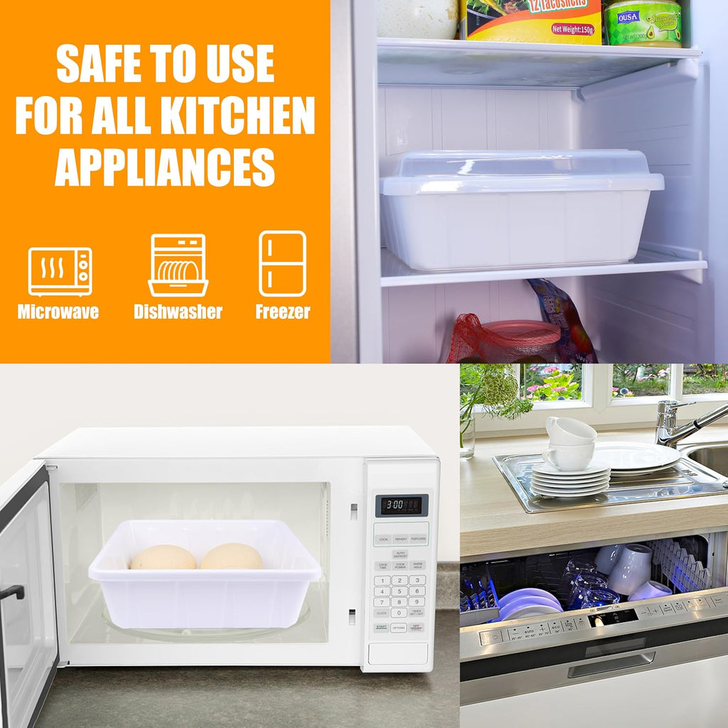 3 Packs Pizza Dough Proofing Box Tray, Home Pizza Dough Containers, Stackable Pizza Storage Container, 1.6 Gal