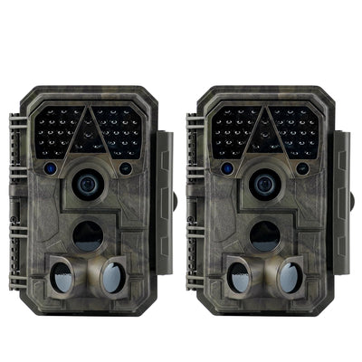 2 Pack (Non-Cellular, Non-WiFi) Trail Camera P70, 64MP 1296p, No-Glow IR Night Vision, Motion Activated, Waterproof