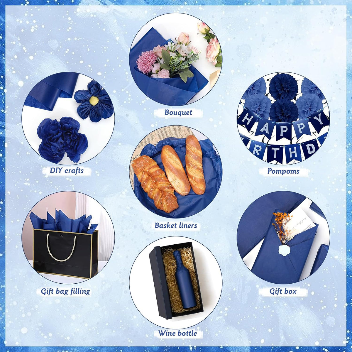 160 Sheets Navy Tissue Paper for Gift Bags 20 X 14 Inches