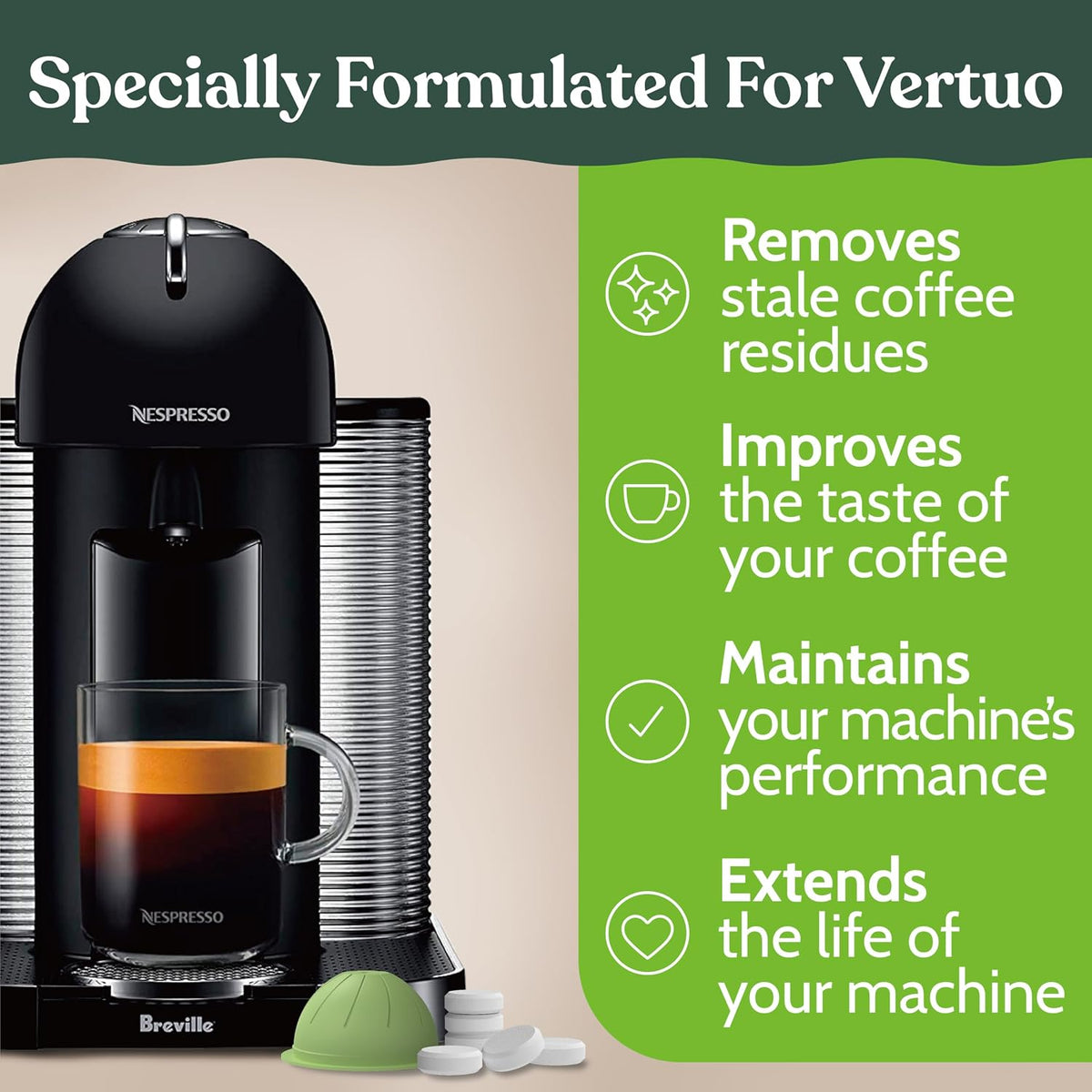 Roobi Cleaning Pods Compatible with Nespresso Vertuo