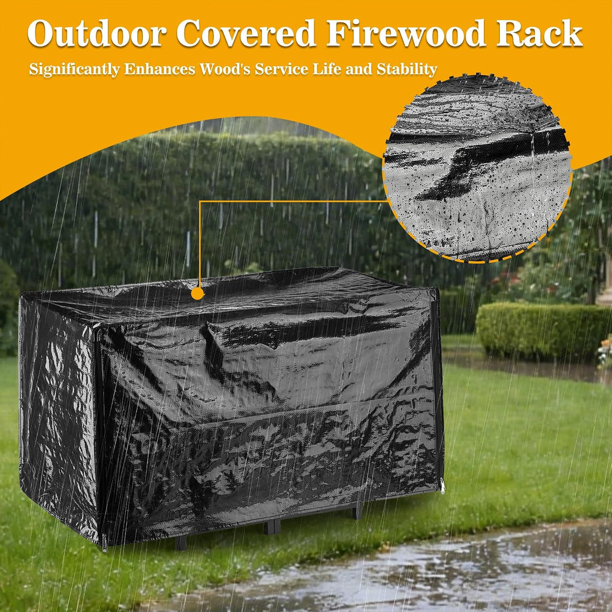 40 Inch Firewood Rack Outdoor with Cover, Metal Wood Rack | Iron Fire Log Stacker Holder for Fireplace, Patio, Porch