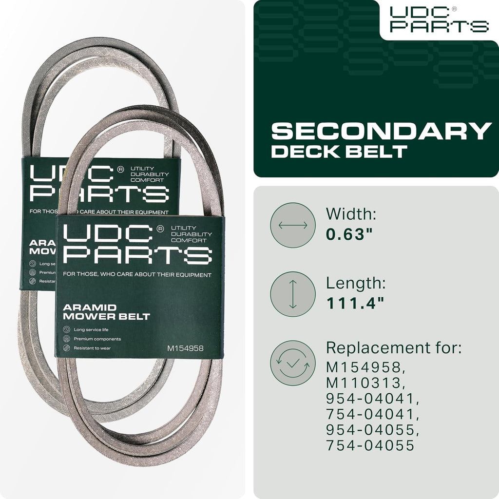 UDC Parts M154958 Secondary Deck Belt, 5/8" x 111.4", Aramid Cord