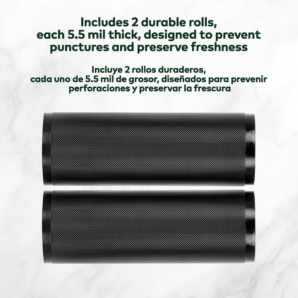 Vacuum Seal Rolls 11" x 25' 2 Pack (50 Feet Total) 5.5 Mil (Black & Clear) BPA Free Heavy-Duty Commercial Grade