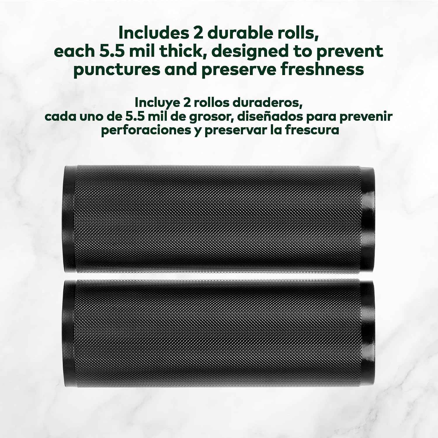 Vacuum Seal Rolls 11" x 25' 2 Pack (50 Feet Total) 5.5 Mil (Black & Clear) BPA Free Heavy-Duty Commercial Grade