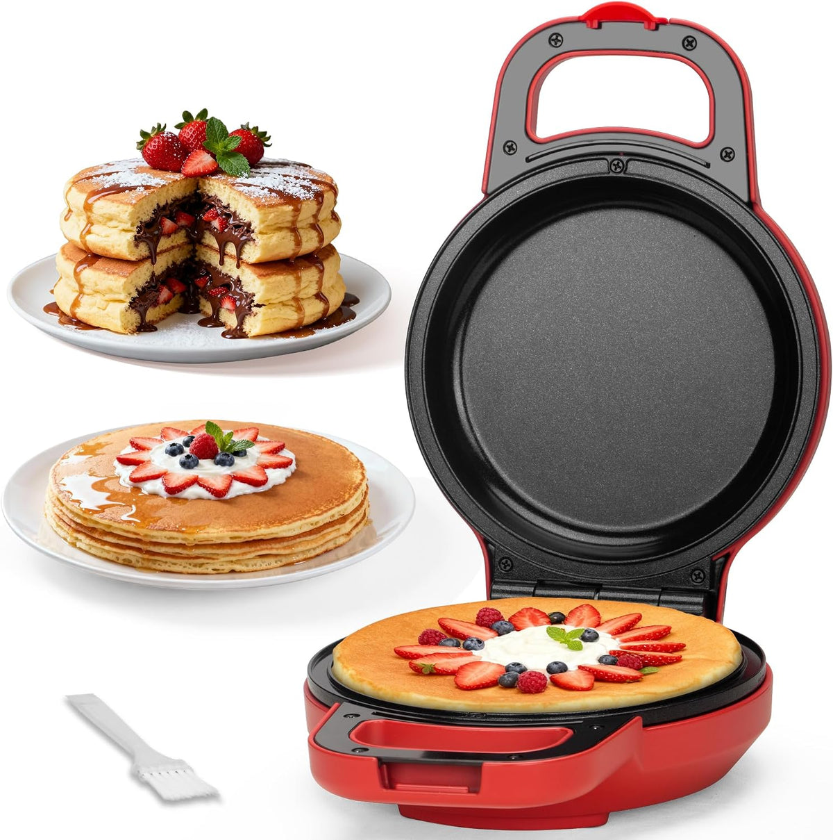 Flip Pancake Maker Machine, Ceramic Coated Pancake Pan for 6.5 Inch Pancakes, Omelette, Crepe & Quesadilla, Frittata
