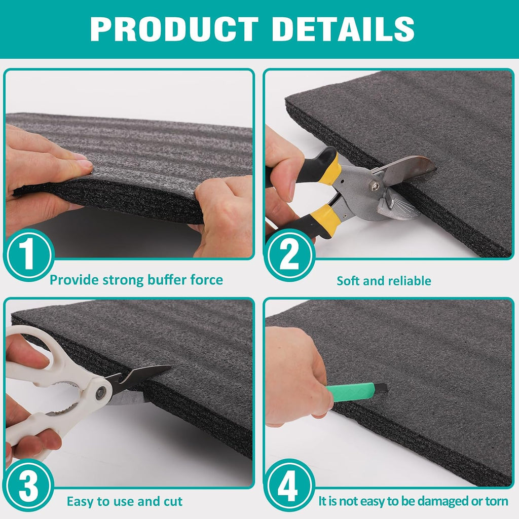 5 Pcs Black 16x12x0.5 Inch Polyurethane Foam Sheet