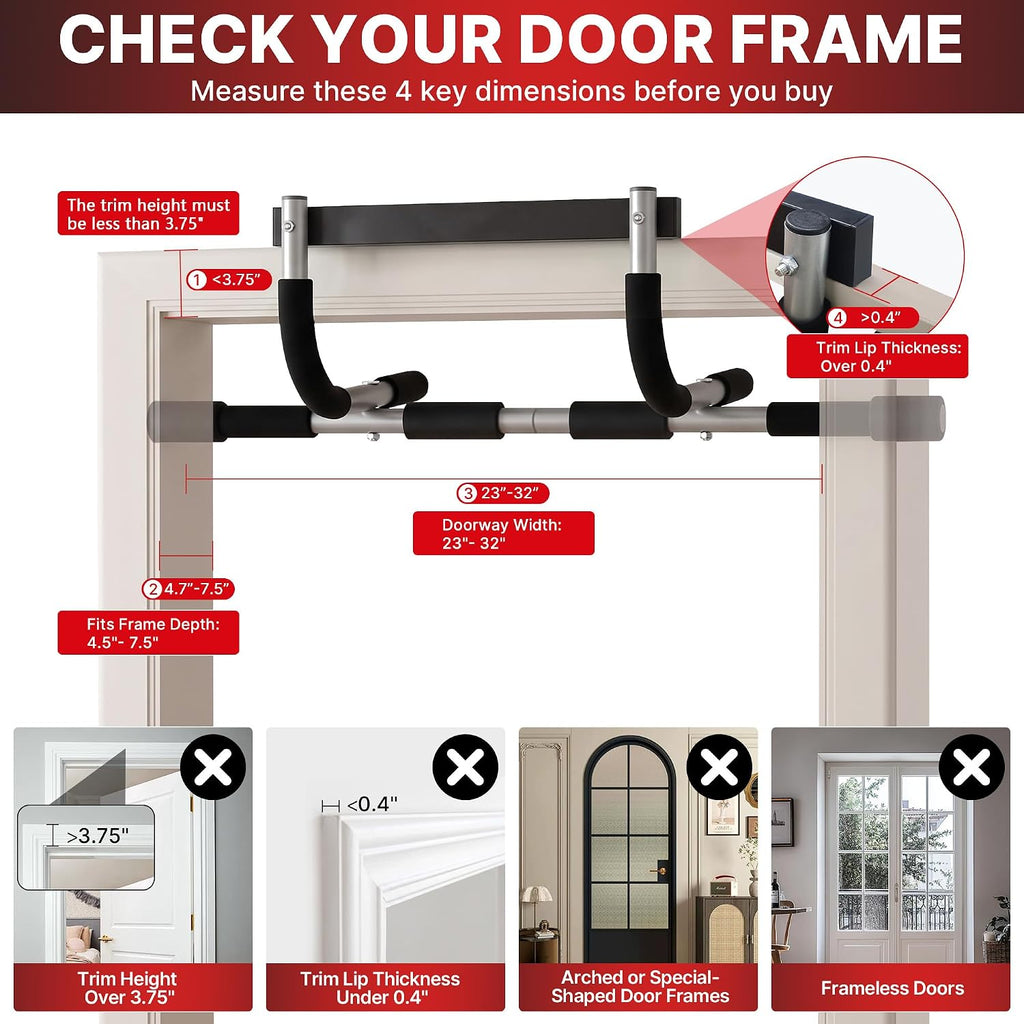 Pull Up Bar for Doorway, Heavy Duty Chin Up Station for Home Gym, Multi-Grip or Adjustable Door Frame Exercise