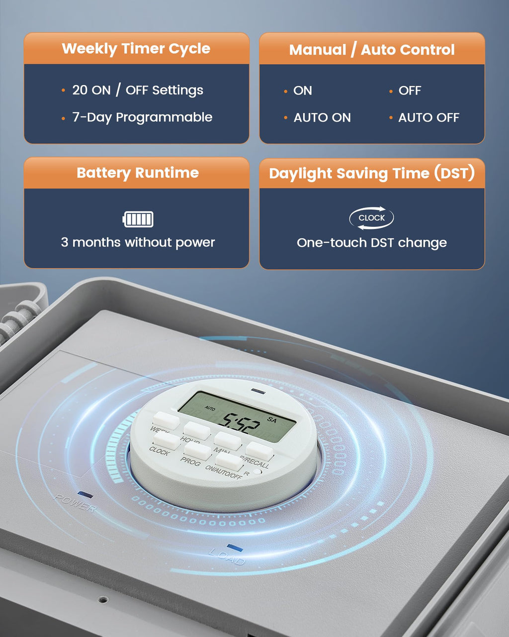 SURAIELEC Digital Pool Timer, 40AMP 120V 2HP, 7-Day Programmable Timer