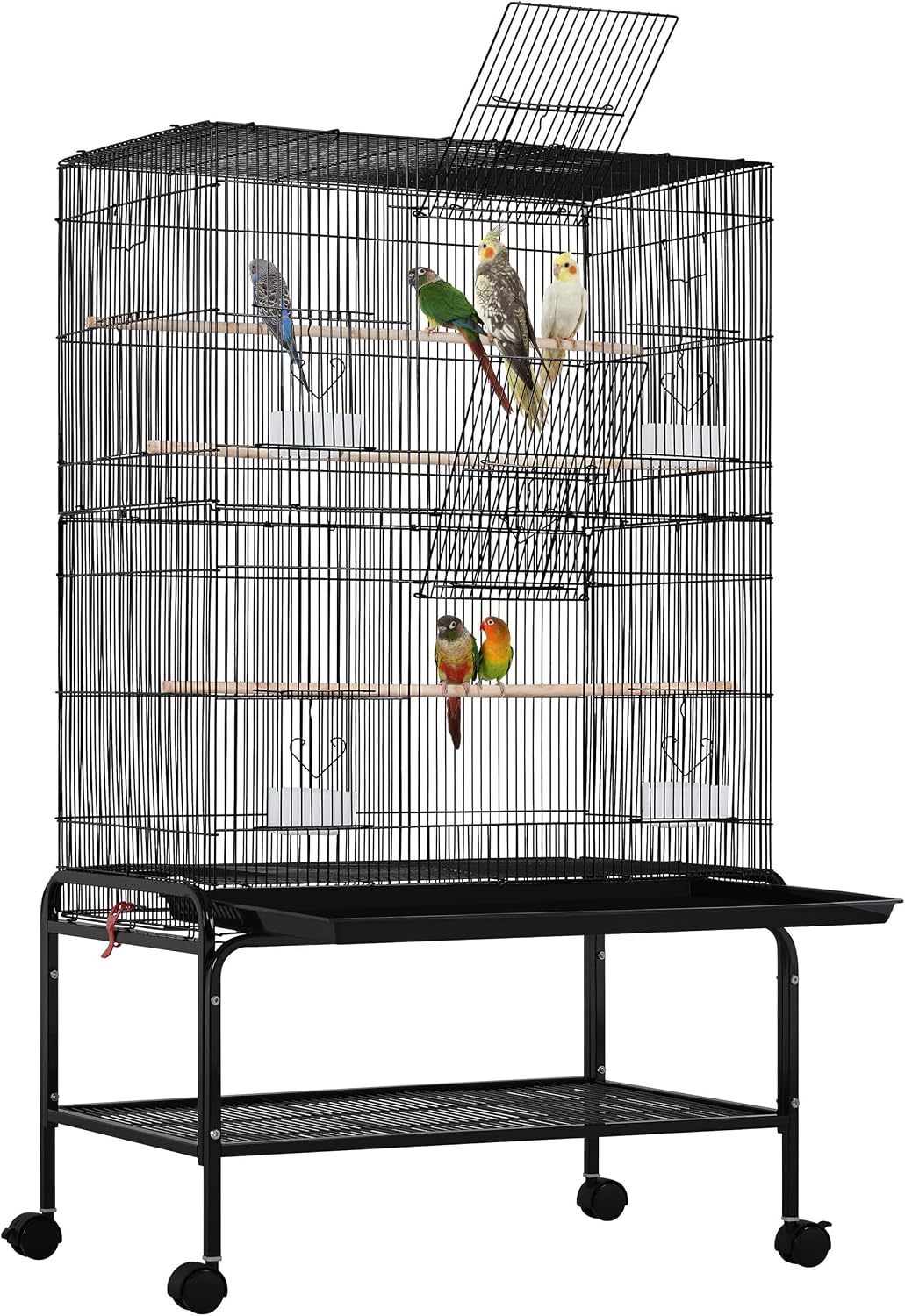 53'' Large Bird Cage Budgie Cage for Parakeets Cockatiels Conures Lovebirds Parrots with Rolling Stand