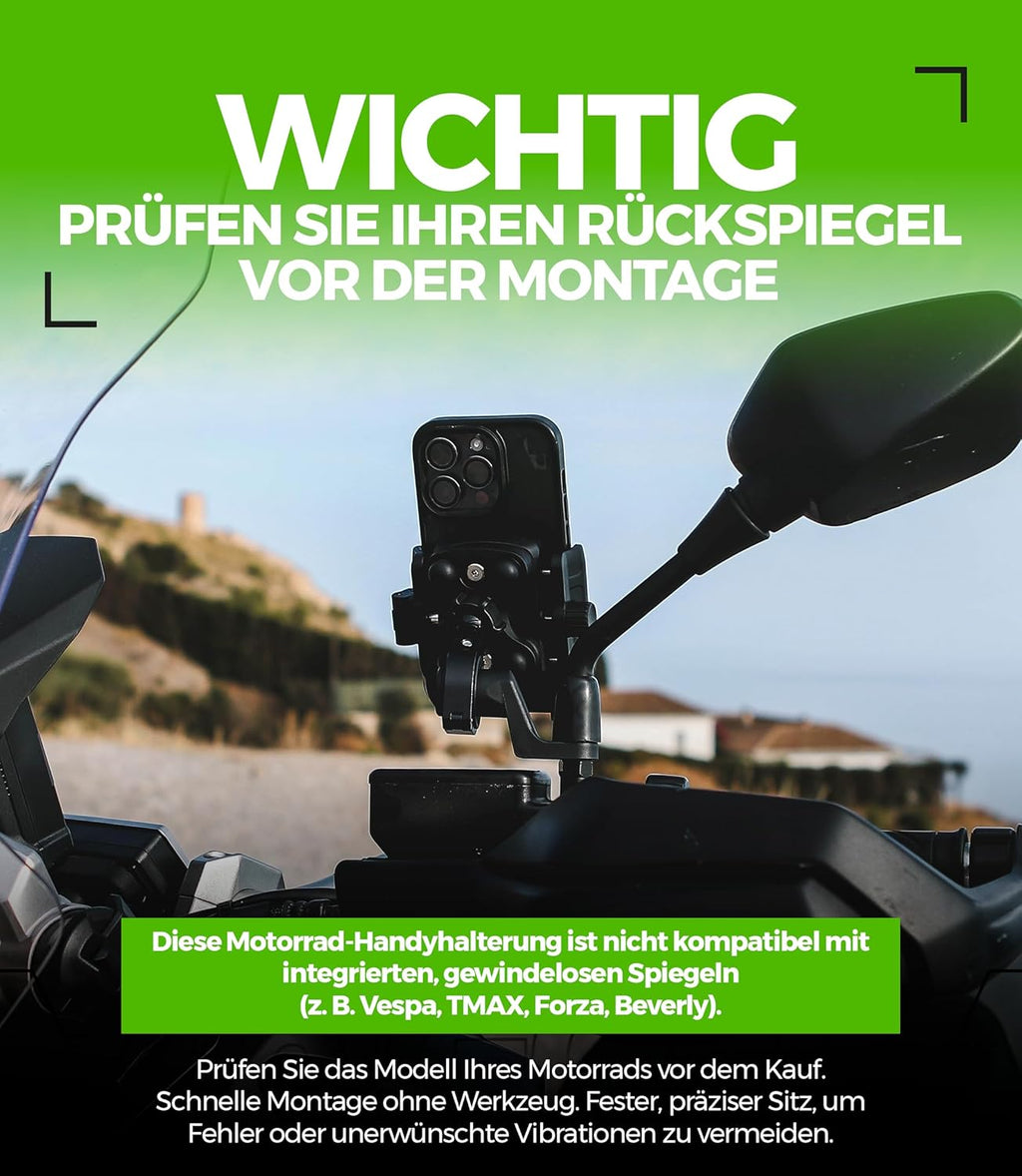 Motorcycle Phone Mount Anti Vibration Mirror & Handlebar Scooter | Cell phone holder for motorcycle with vibration