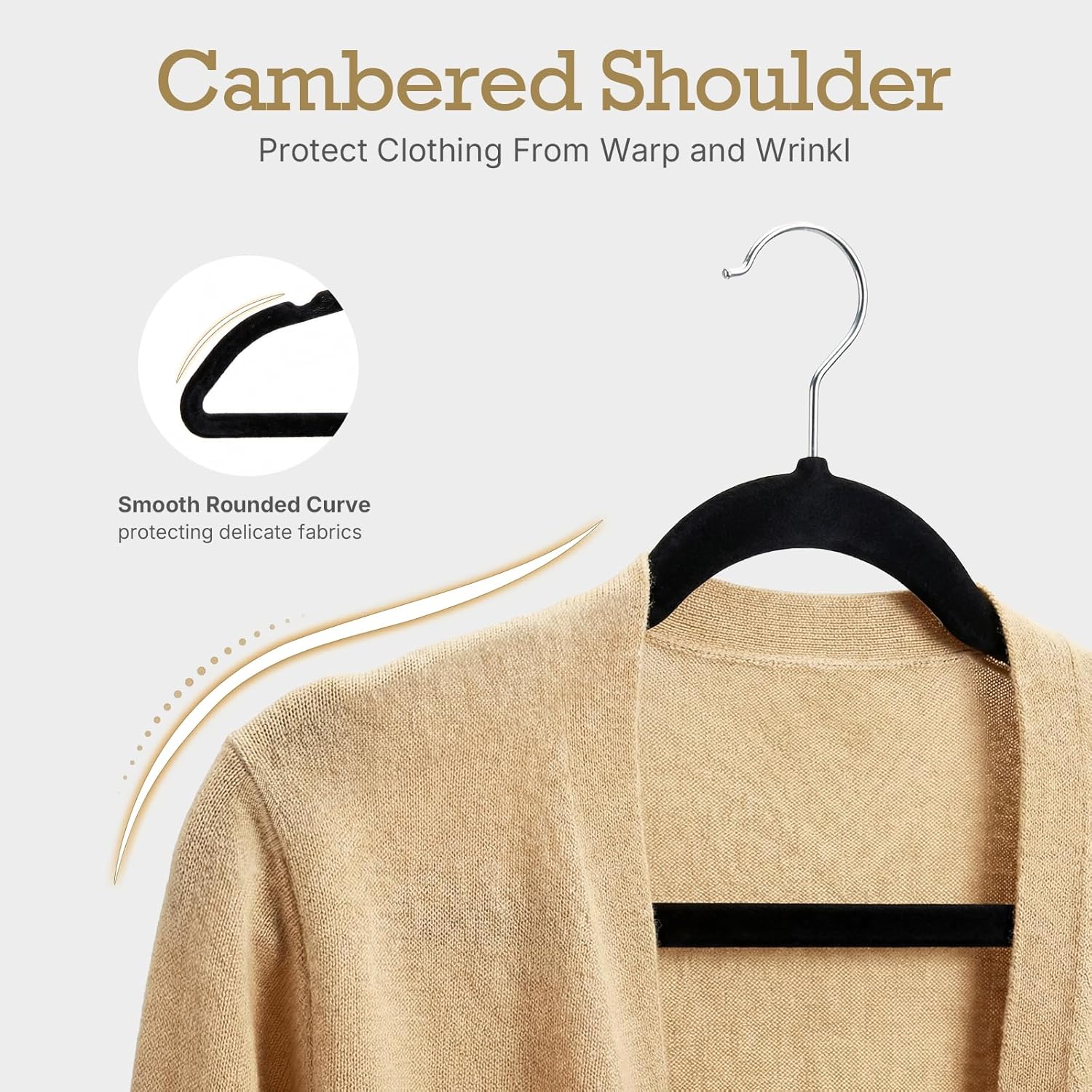 Black Velvet Hangers 60 Pack, Non Slip Clothes Felt Hanger Heavy Duty for Coat, Premium Slim Space Saving Suit