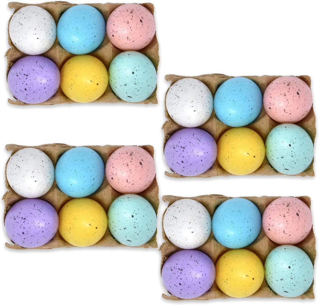Pastel Speckled Easter Eggs Set (6 Pack) Decorative Faux Eggs Spring Decor Basket Fillers Farmhouse Easter Table