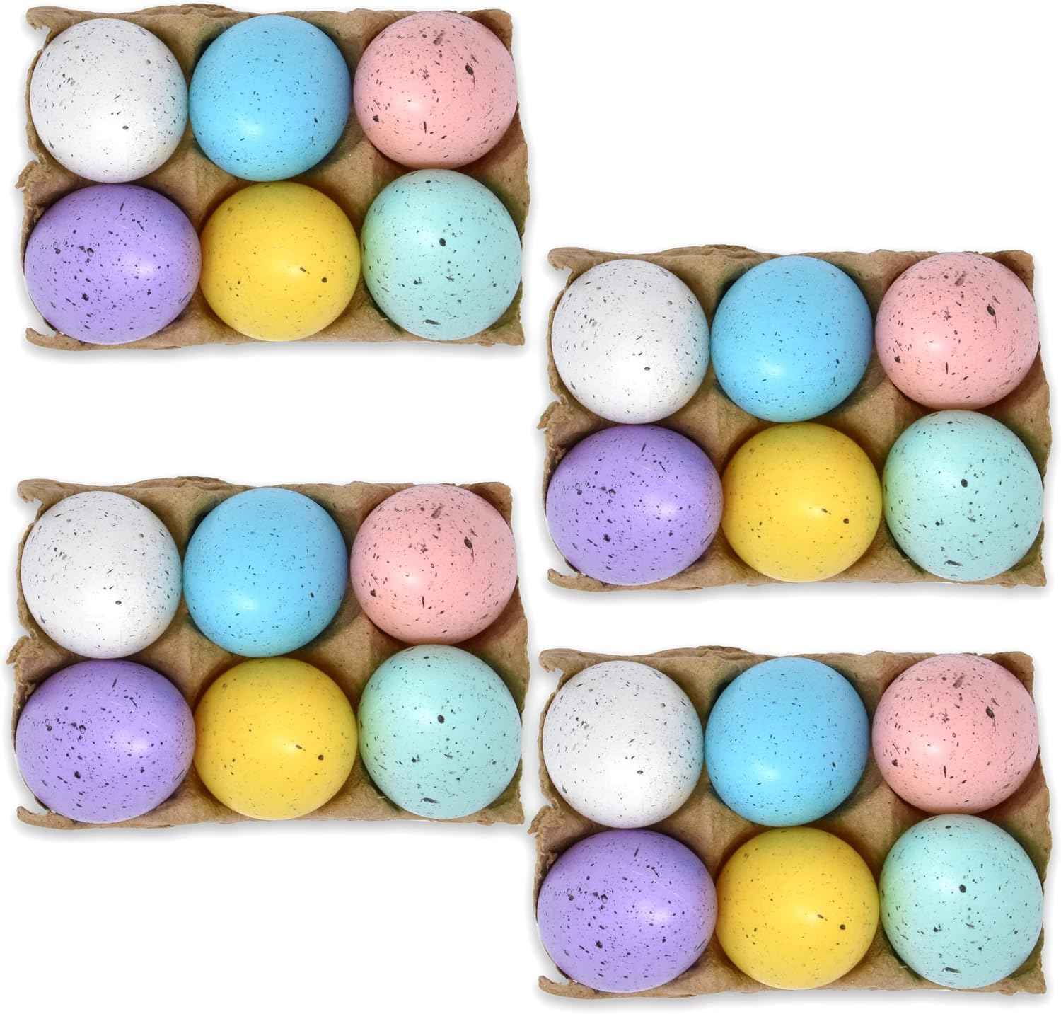 Pastel Speckled Easter Eggs Set (6 Pack) Decorative Faux Eggs Spring Decor Basket Fillers Farmhouse Easter Table