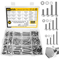 448PCS M5 M6 M8 Screw Set, Metric Bolt Assortment, 304 Stainless Steel, Nuts and Bolts Set Flat & Spring Washers, Hex