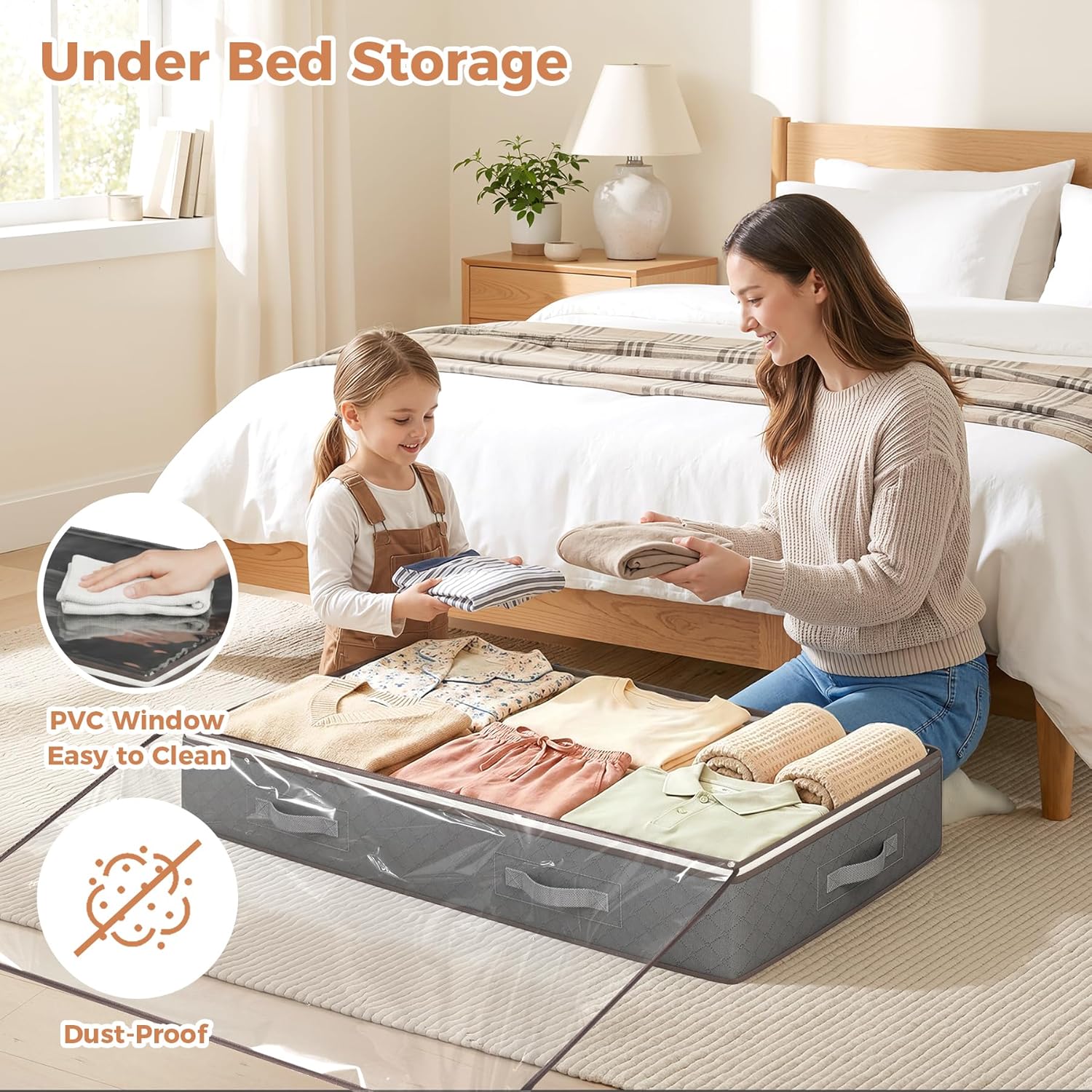 90L Under Bed Storage Containers, Closet Organizers and Storage Bins, Foldable Underbed Storage Bags for Linen