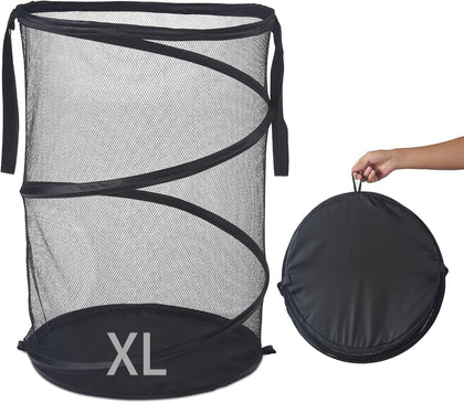 Mesh Popup Laundry Hamper 115L Foldable Laundry Basket Extra Large Capacity Collapsible Clothing Storage Basket with