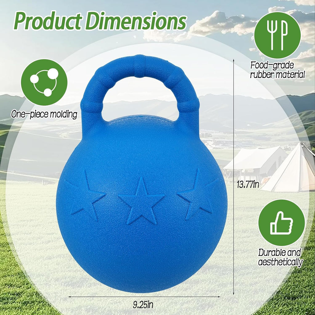 10 Horse Polo Ball with Handle,Fruit-Scented Horse Stall Toys Blast-Resistant Slow-Rebound Rubber Jolly Ball for