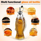 Oil Pitcher for Kitchen Glass Oil Dispenser Bottle Fish Shape Decorative Sauce Container Large Capacity Sauce Bottle