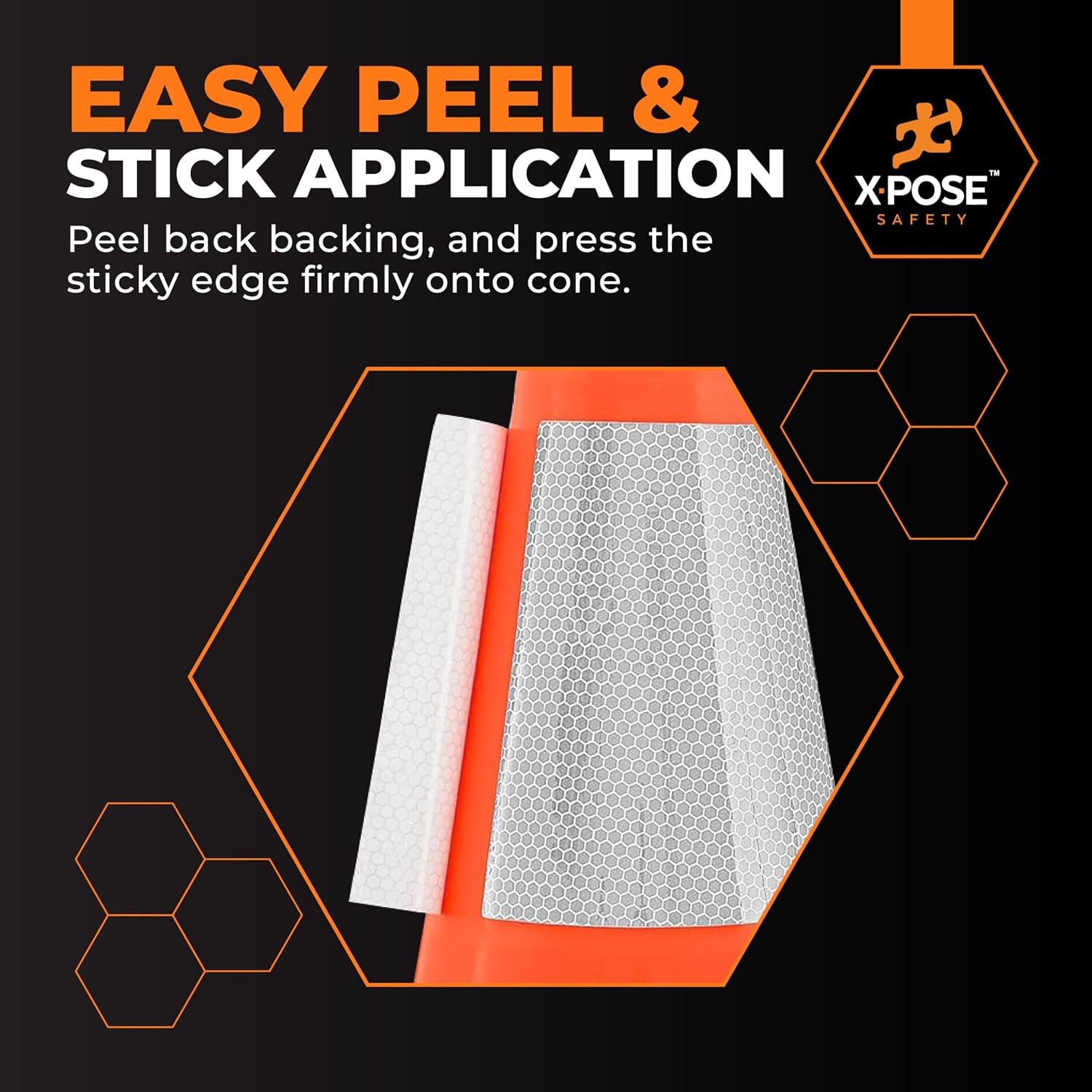 Traffic Cone Reflective Collar 4" & 6" High Intensity Prismatic (HIP) Reflective Tape Band, Peel & Stick Cone