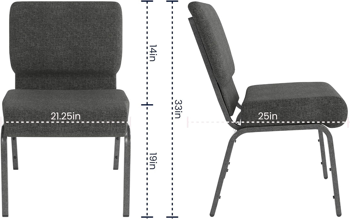 4 Pack HERCULES Series 21''W Church Chair in Dark Gray Fabric - Silver Vein Frame