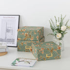 Decorative Storage Boxes with Lids, Set of 3, Botanical Sage