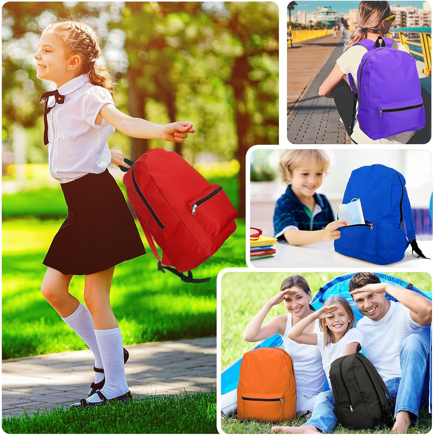 12 Pcs 17" Backpacks with 144 Pcs School Supplies Kits Includes Markers Scissors Rulers Sharpeners Ballpoint Pens
