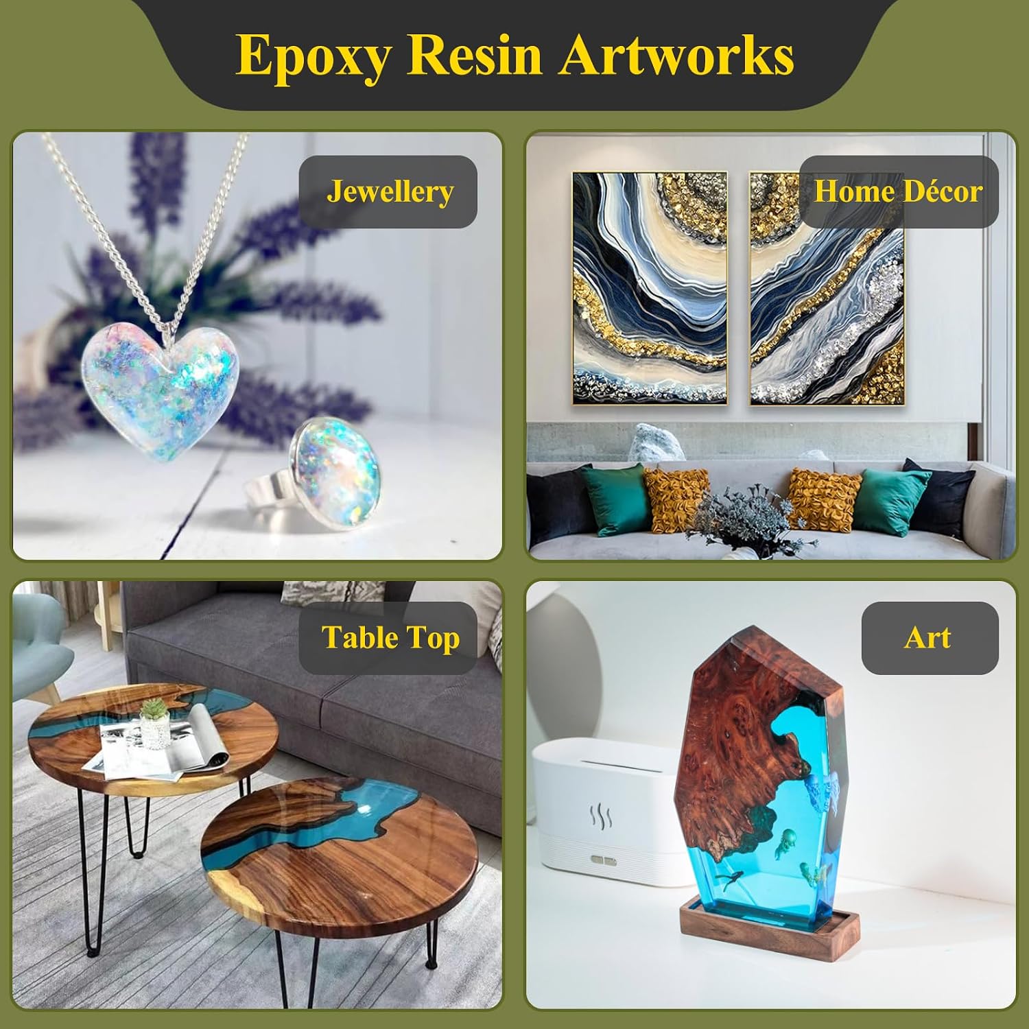 68OZ 3×UV Resistant Resin Kit,No Bubble & Crystal Clear Epoxy Resin for Coating, Casting, Table Top,DIY, Bar Top